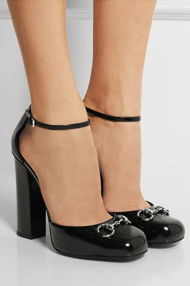 gucci leather double strap pumps|net a porter gucci pumps.